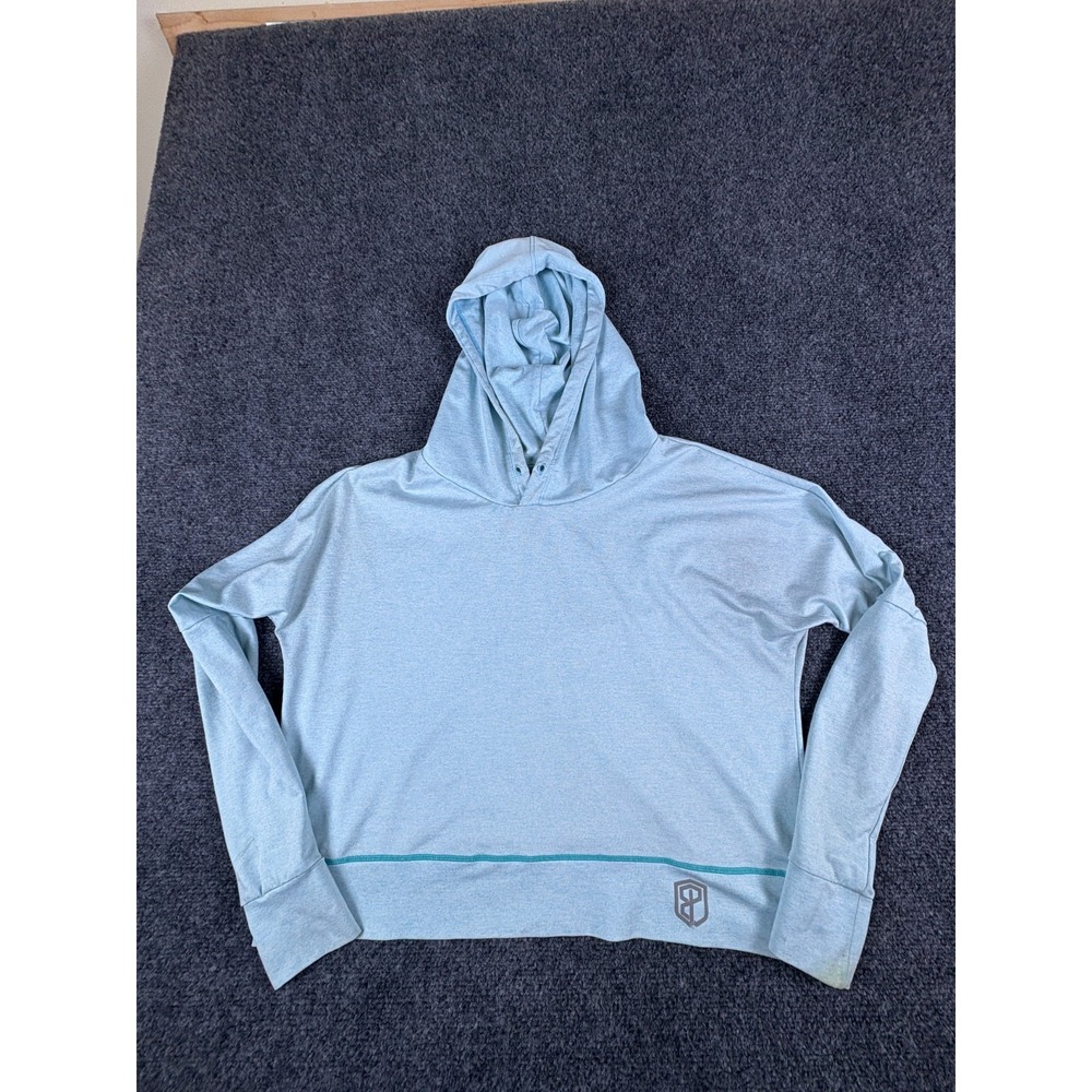 Born Primitive Hoodie Womens XS Heather Light Blue Logo‎ Stretch Cropped Winter